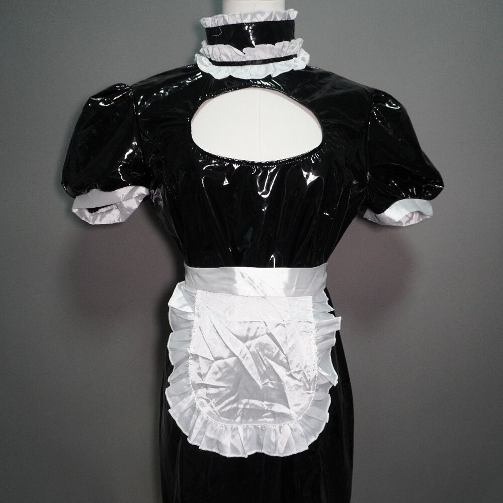 French Maid Costume Faux Latex
